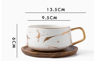 CalmoraCraft™ – Luxury Ceramic Mug Set with Wooden Base