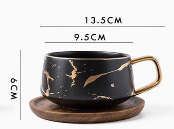 CalmoraCraft™ – Luxury Ceramic Mug Set with Wooden Base