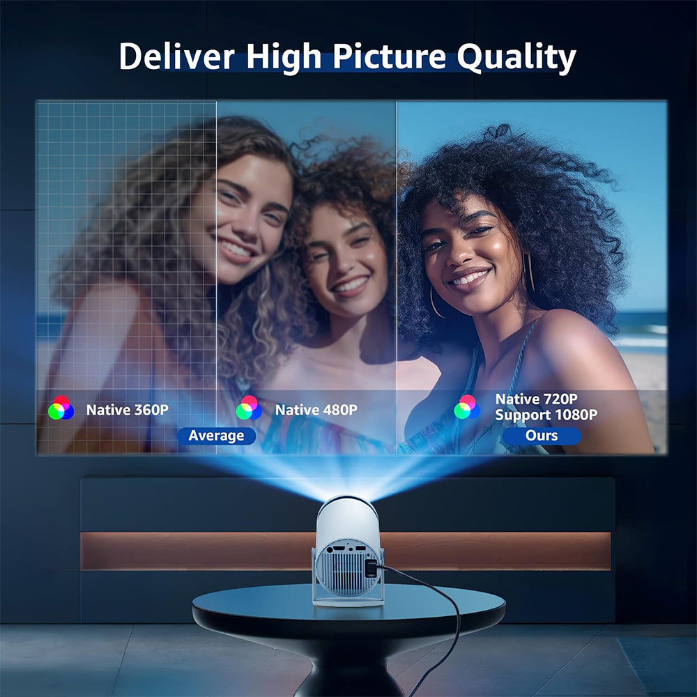 "SerenityView™ – 4K Mini Bluetooth Projector for Home Serenity"
