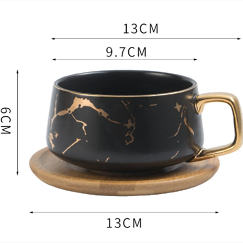 CalmoraCraft™ – Luxury Ceramic Mug Set with Wooden Base